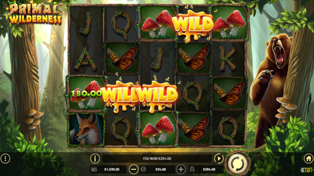 Introducing Primal WildernessTM, a 5-reel video slot offering the ultimate adventure in gaming! Jump into a primordial forest where powerful animals roam and hefty wins can be discovered. With 1024 different ways to win, your luck is nearly guaranteed. Plus, look for the exciting Wilds that can double or even triple your earnings during Free Spins rounds.