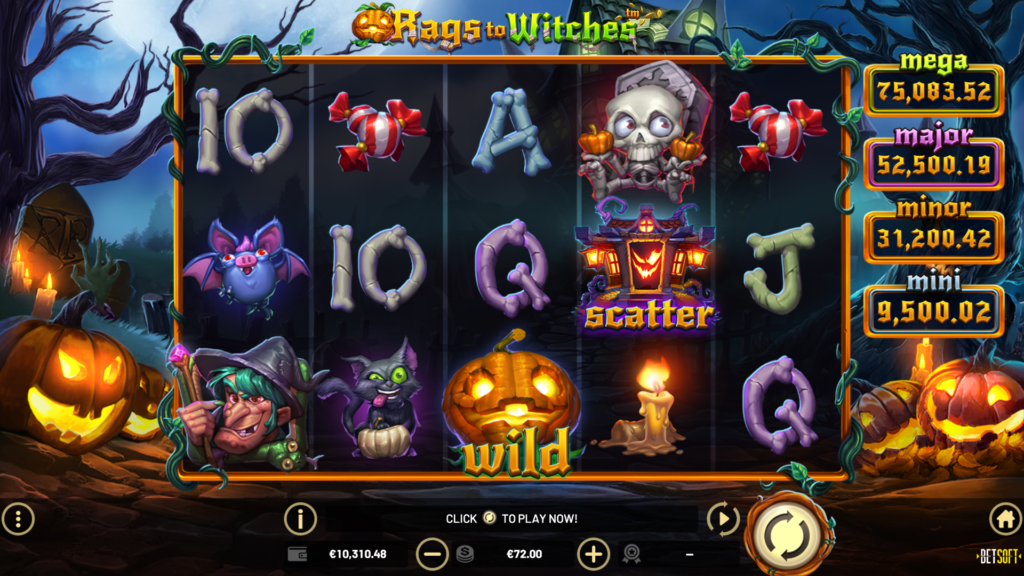This Halloween, Betsoft Gaming invites you to discover the wicked fun of RAGS TO WITCHES™ – a 5-reel, 3-row video slot that will take your players on an unforgettable adventure! This exciting game offers multiple chances to win with a progressive Jackpot and a Prize Reel offering Mini, Minor, Major, and Mega prizes. As well as this, triggering Free Spins mode can award players up to 30x their initial bet!